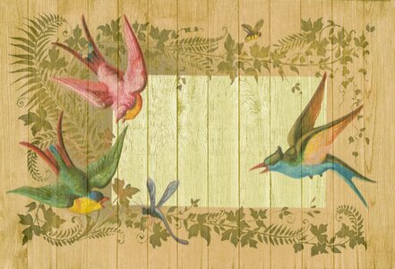 Outline birds wood