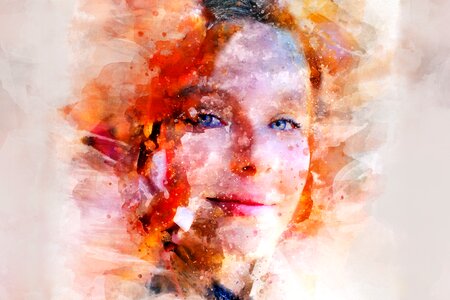 Female drawing painted