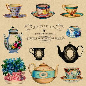 Teapot advertisement floral