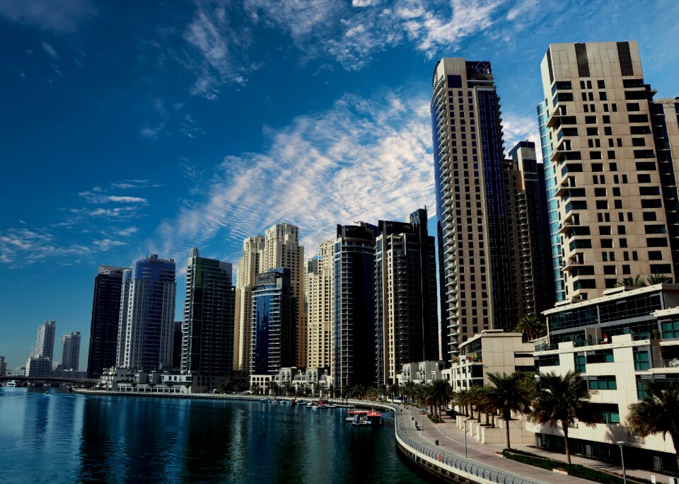 Urban panorama blue city