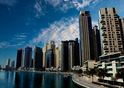 Urban panorama blue city