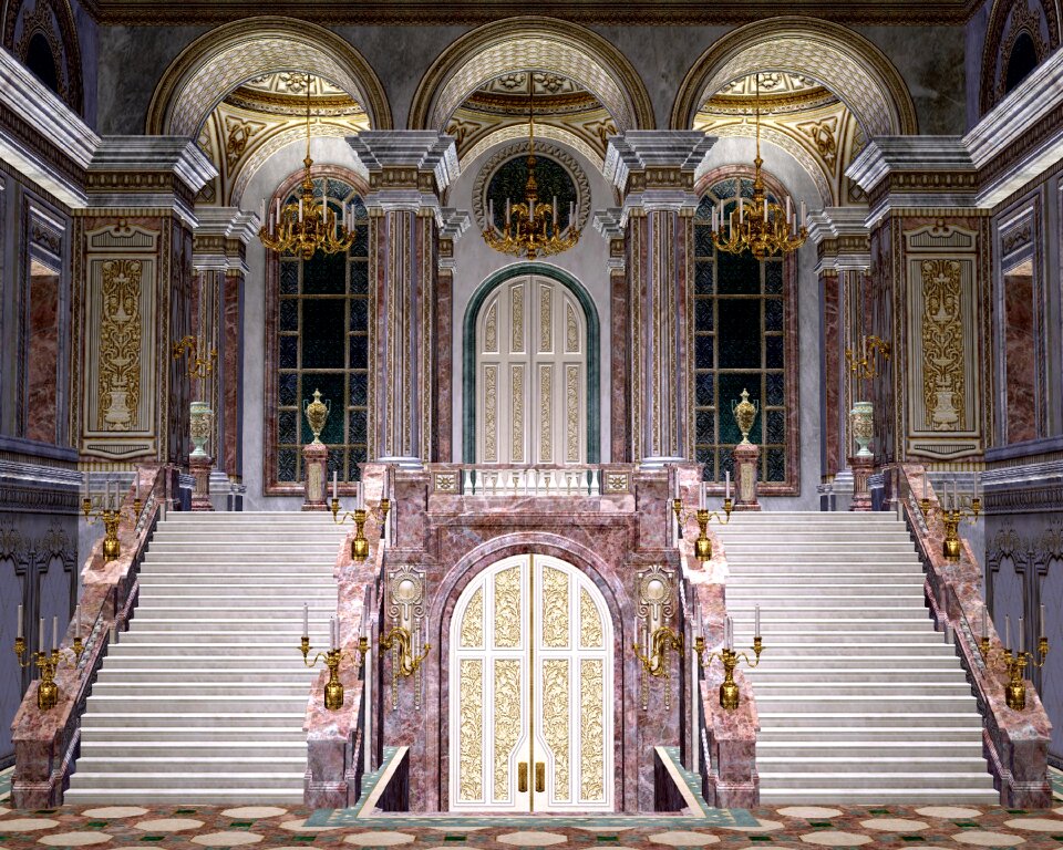 Interior marble stairway