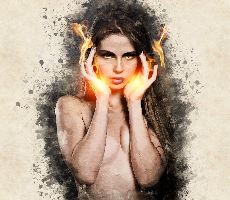 Fire woman portrait fantasy