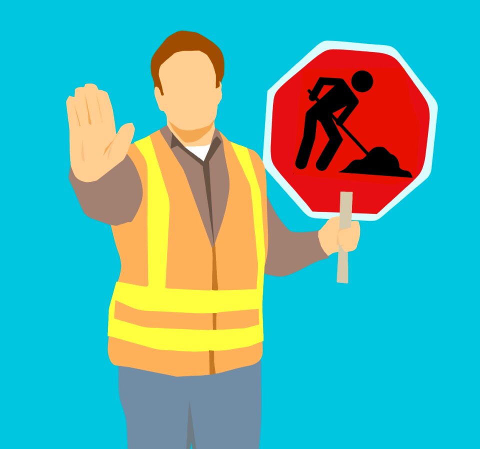 Warning building lot road works