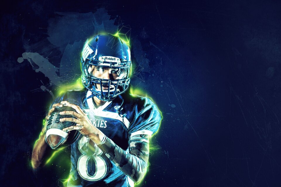 Football player athlete blue football
