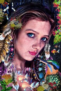 Model graphic art mixed media art