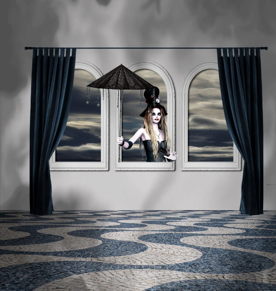 Woman surreal clouds