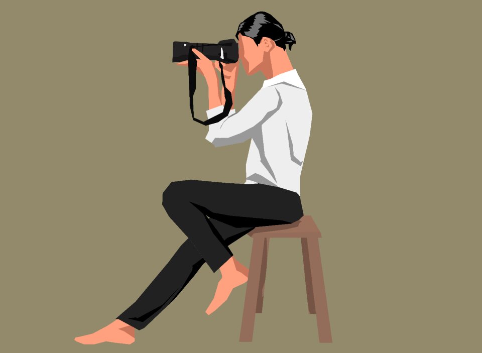 Adult take photo holding camera