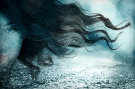 Portrait forward hair