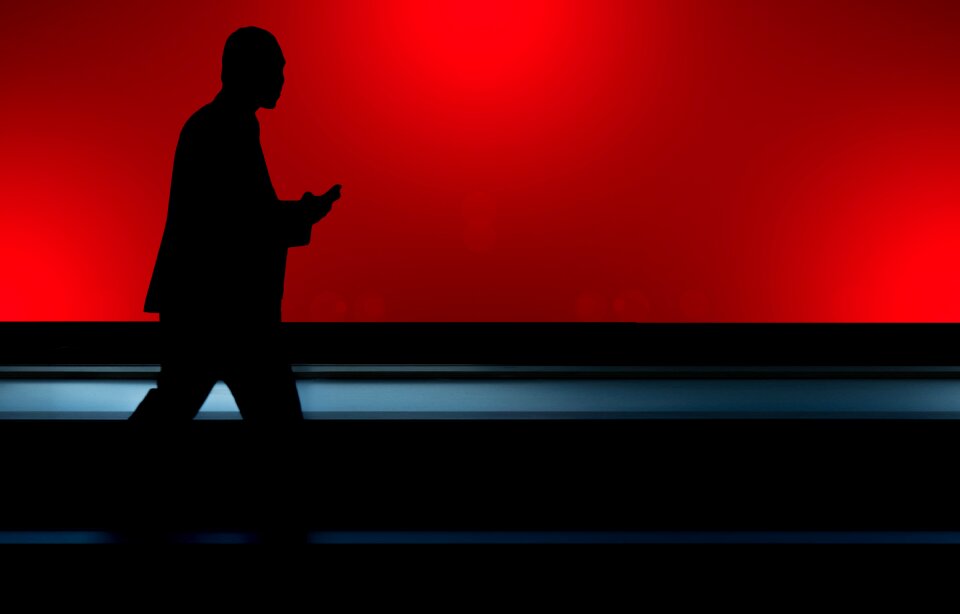 Man background red