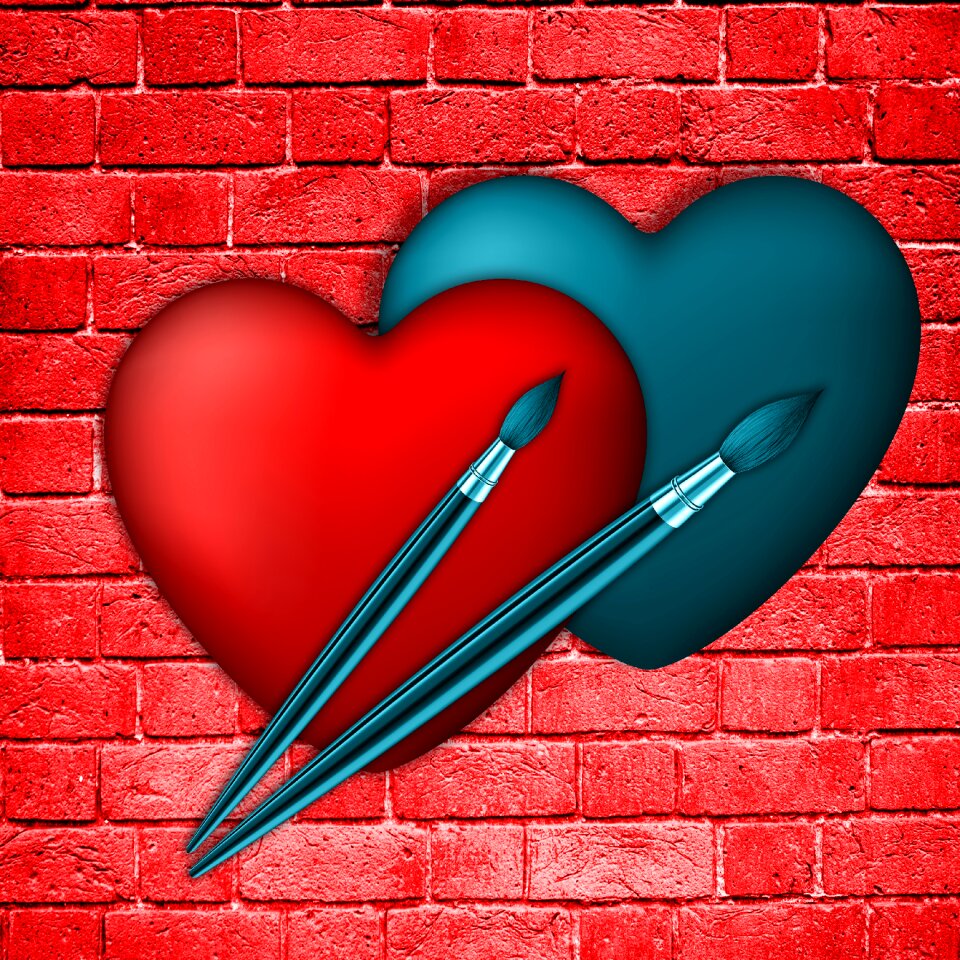 Brush heart hearts