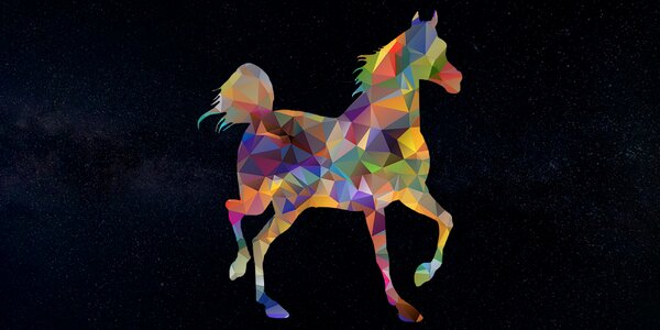 Galaxy vintage horse low poly