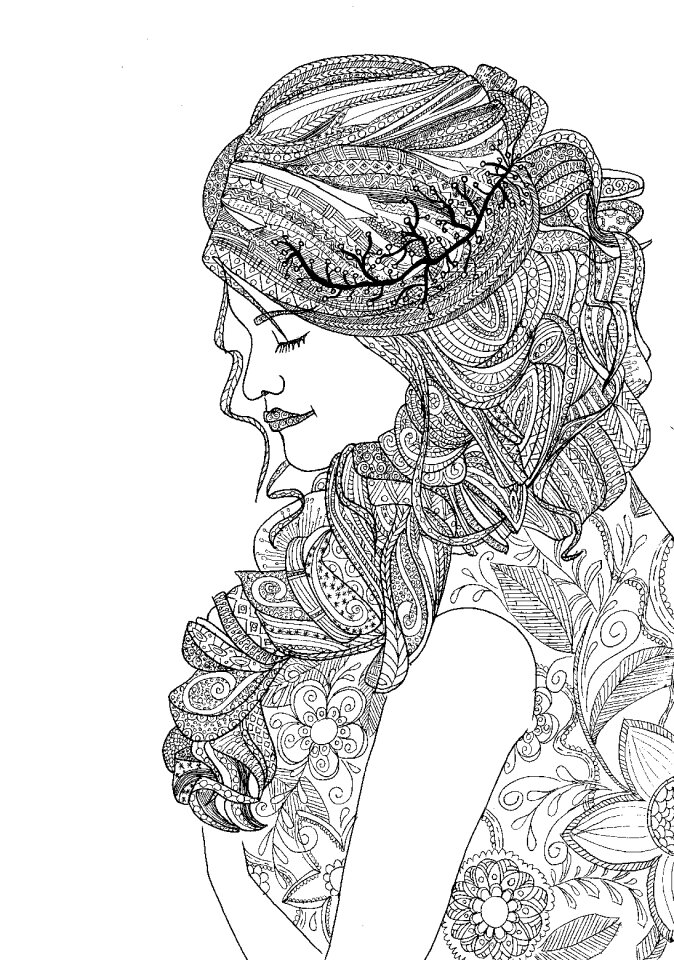 Girl coloring book Free illustrations
