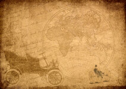 Steampunk drawing travel