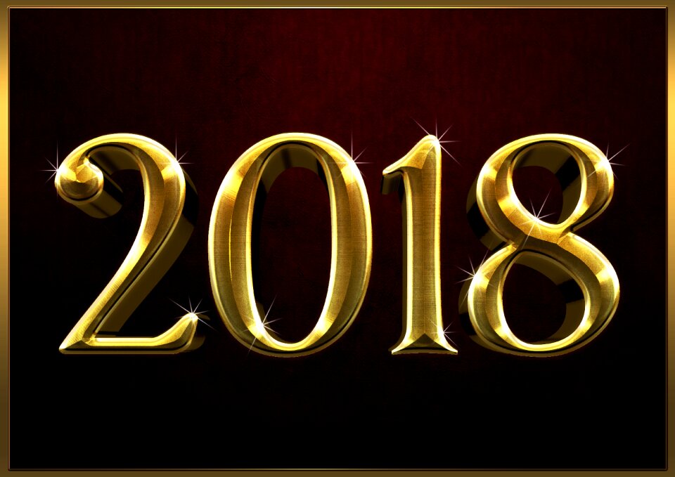 Greeting card turn of the year gold