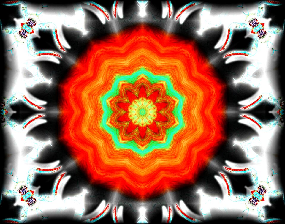 Kaleidoscopic decorative flower