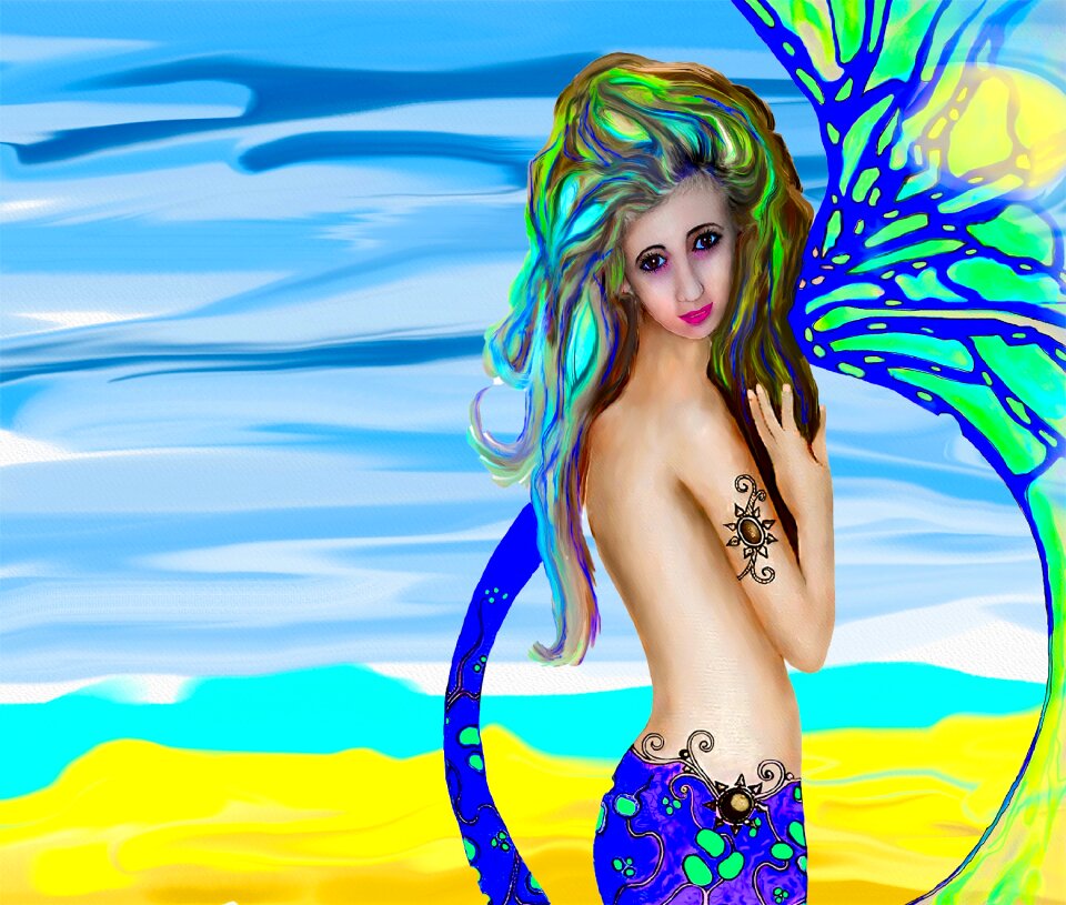 Beach art watercolor artwork blue watercolor