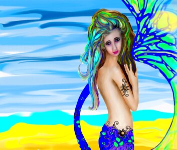 Beach art watercolor artwork blue watercolor