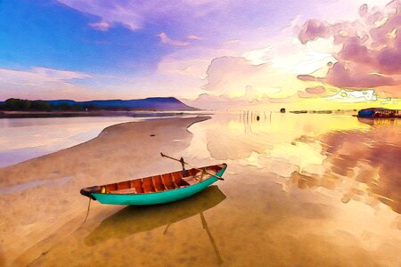 Sunset boat Free illustrations
