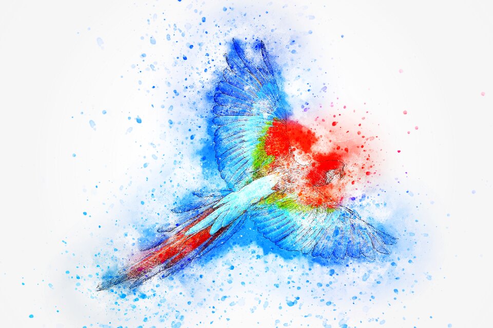 Flying watercolor animal