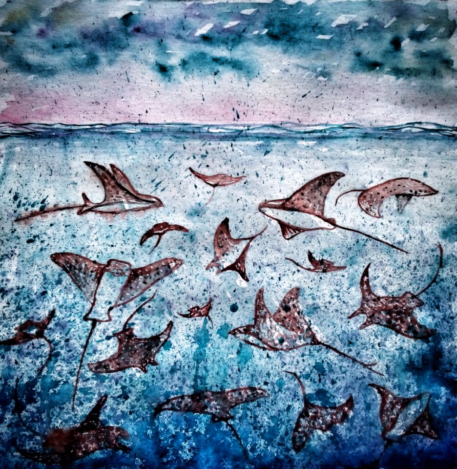 Undersea world figure watercolor