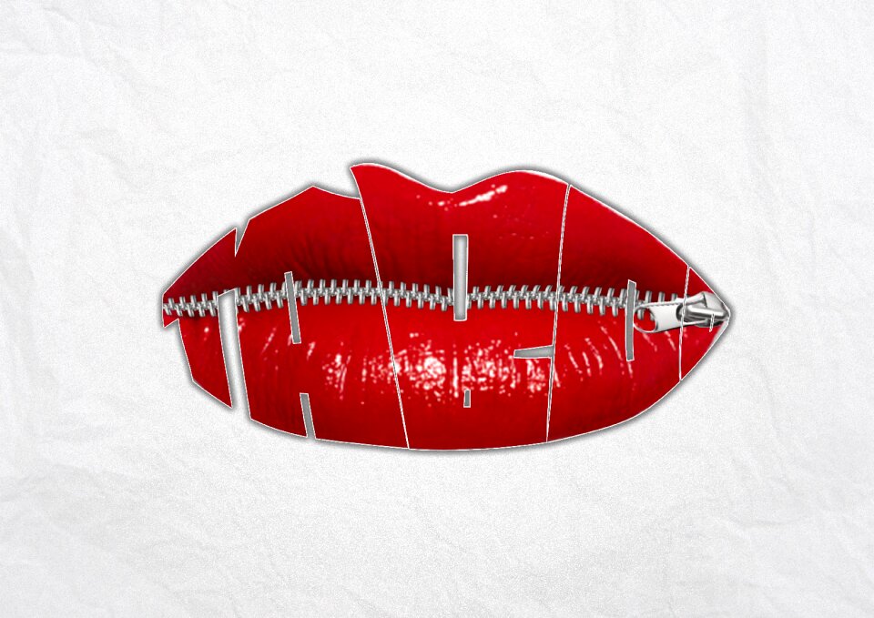 Silence mouth woman