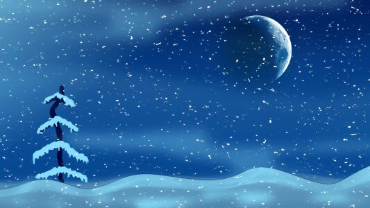 Snow background blue moon