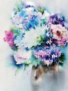 Watercolor bouquet rose