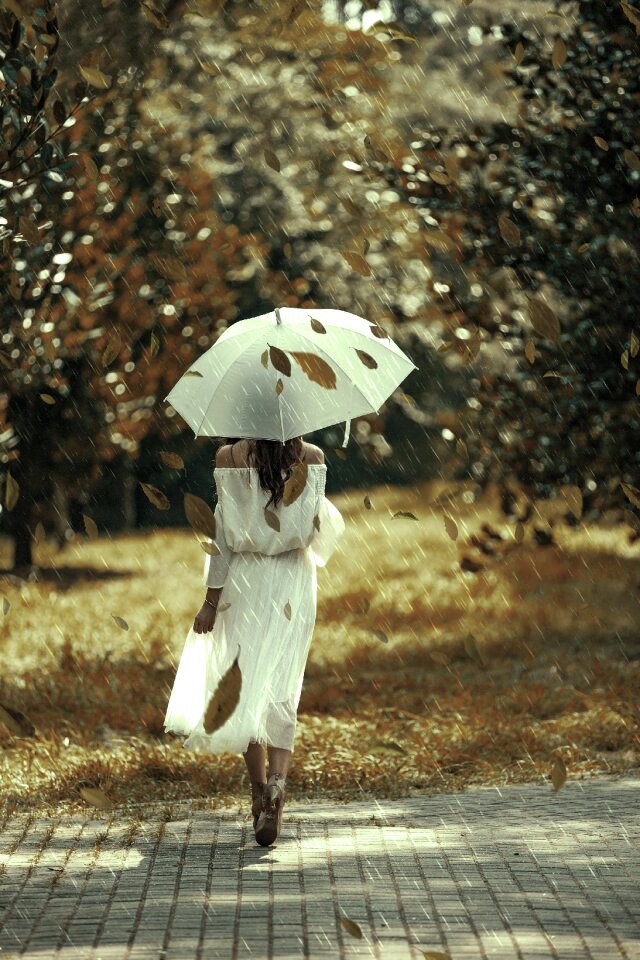 Rain woman white