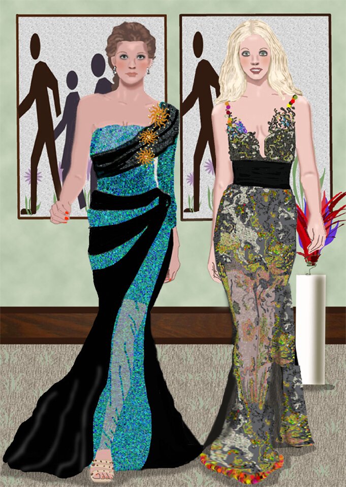Evening wear poster on walls Free illustrations