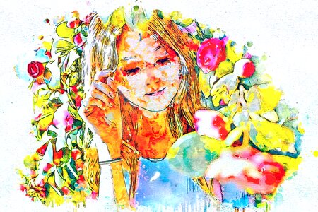 Reading nature watercolor