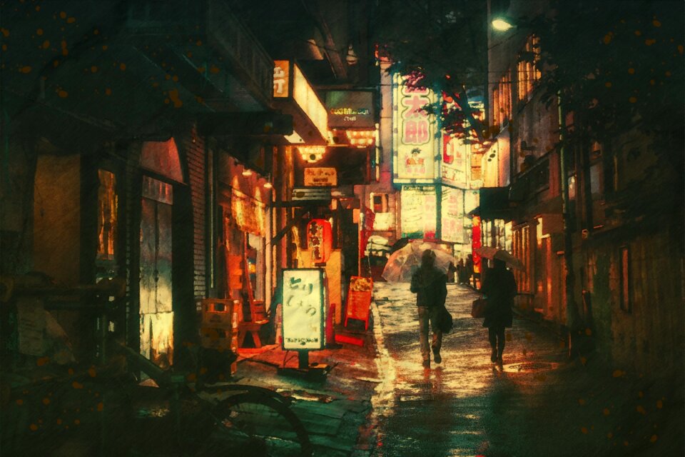 Night evening asian