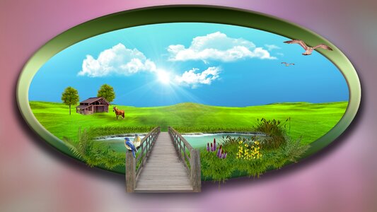 Meadow horse bridge Free illustrations