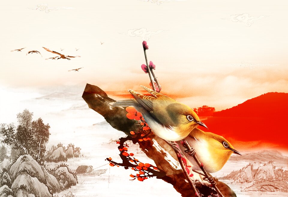 Landscape sparrow Free illustrations