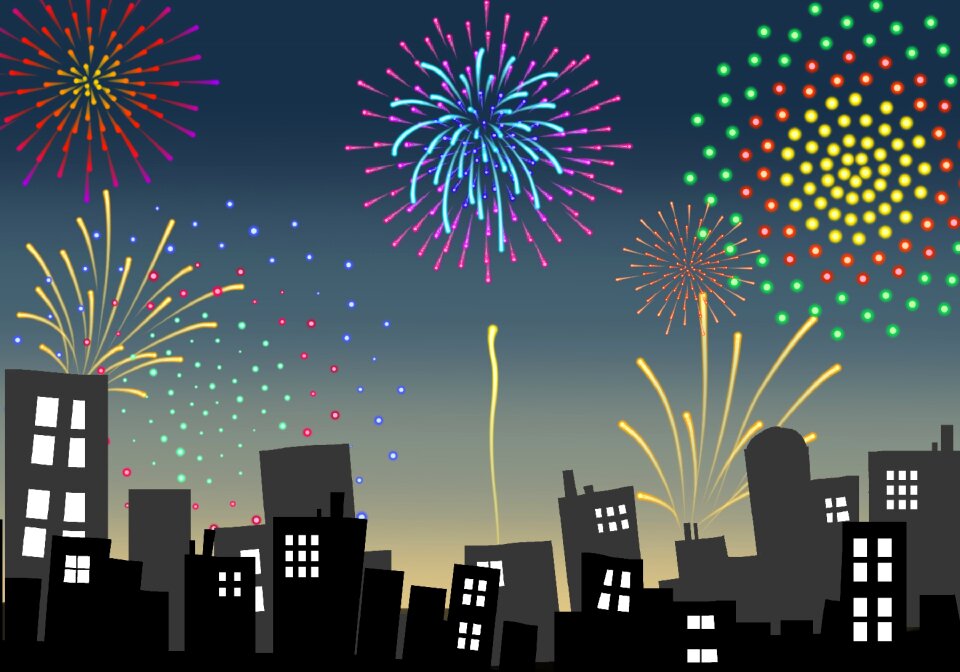 Night sky new year celebration