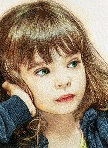 Young drawing photomontage