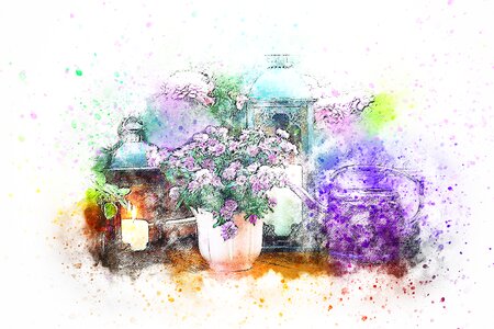 Nature art watercolor vintage