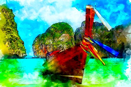 Mountain watercolor nature