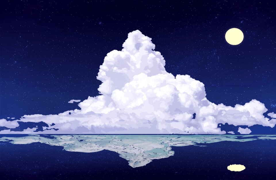 Night view landscape moon