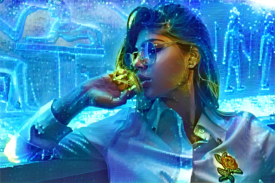 Technology female face