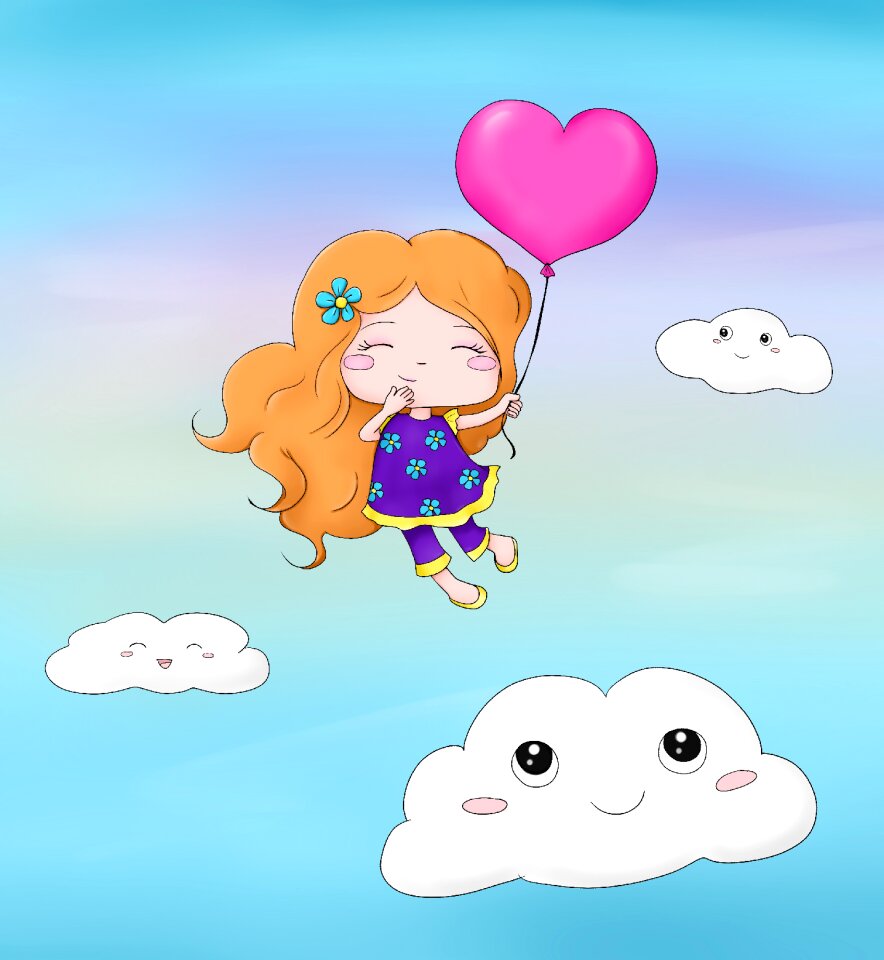 In love clouds sky