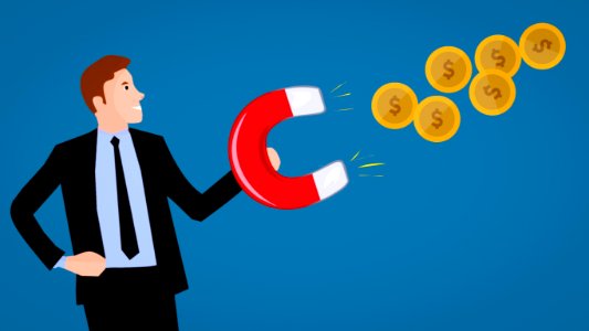 Online profits cartoon character