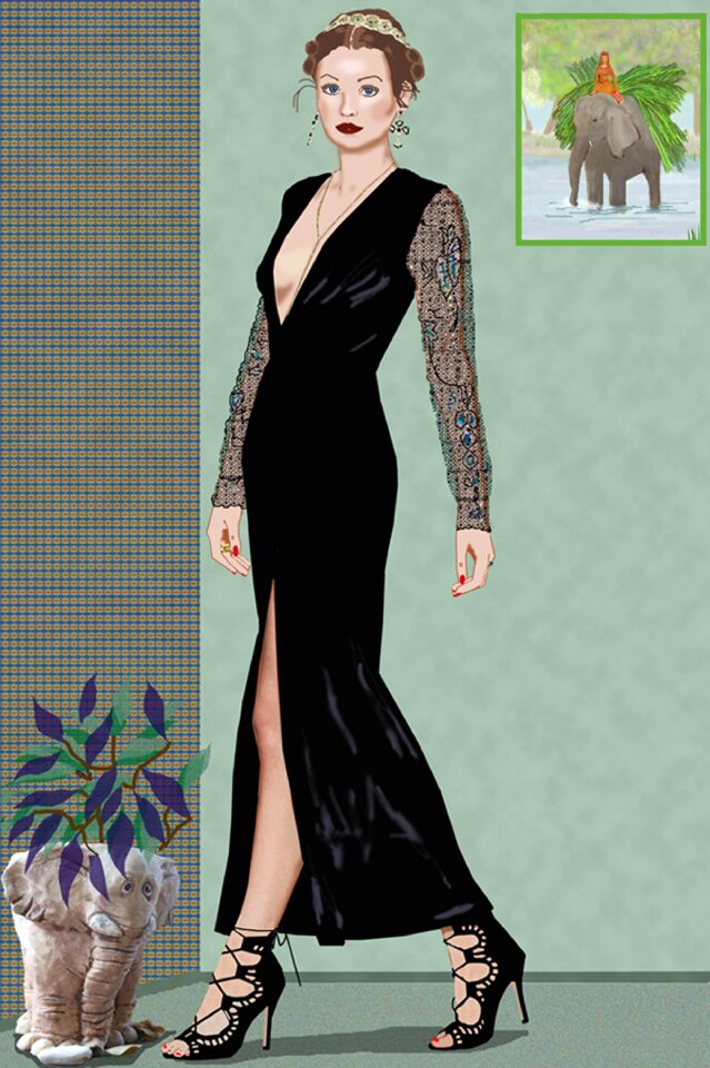 Elephant picture on wall stylish shoes gown