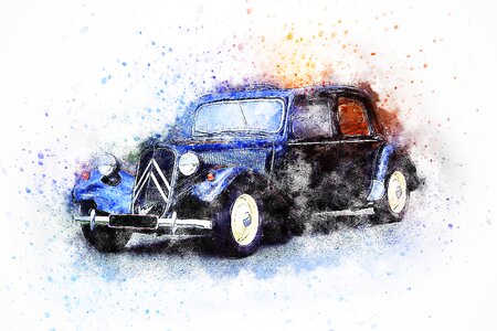 Citroen watercolor vintage