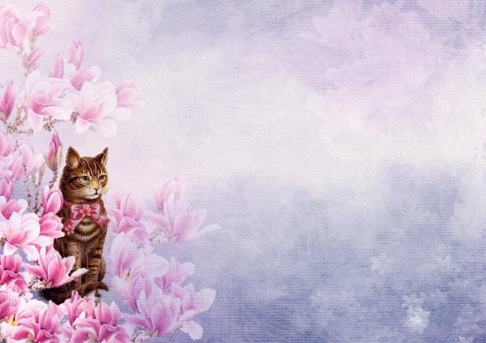 Floral kitten copy space