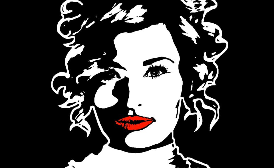 Black white red lips