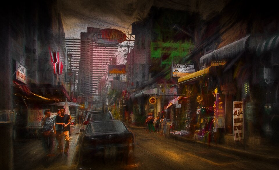 Twilight downtown street