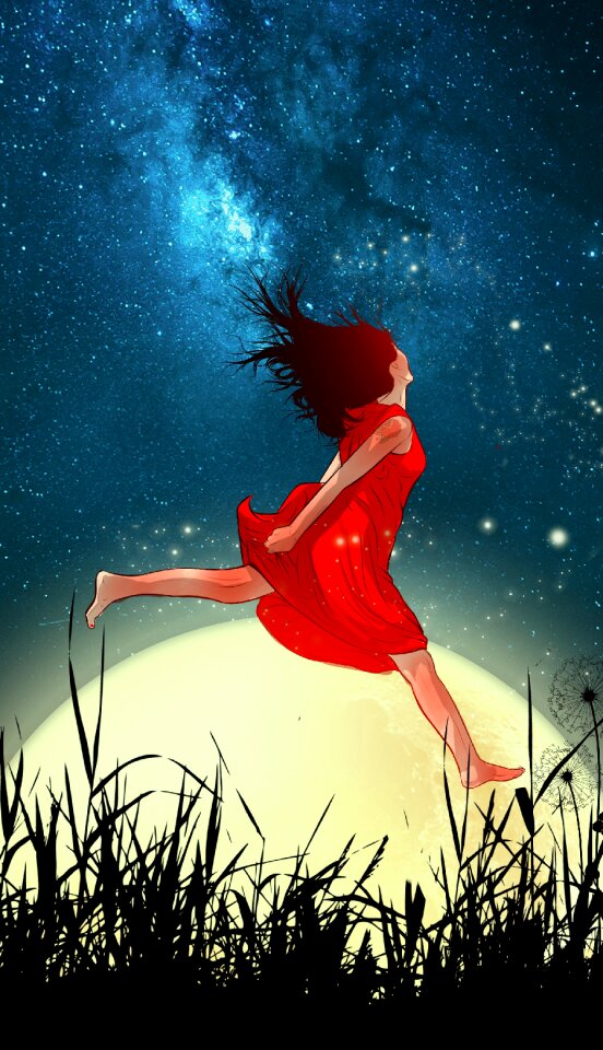 Love moon the night sky