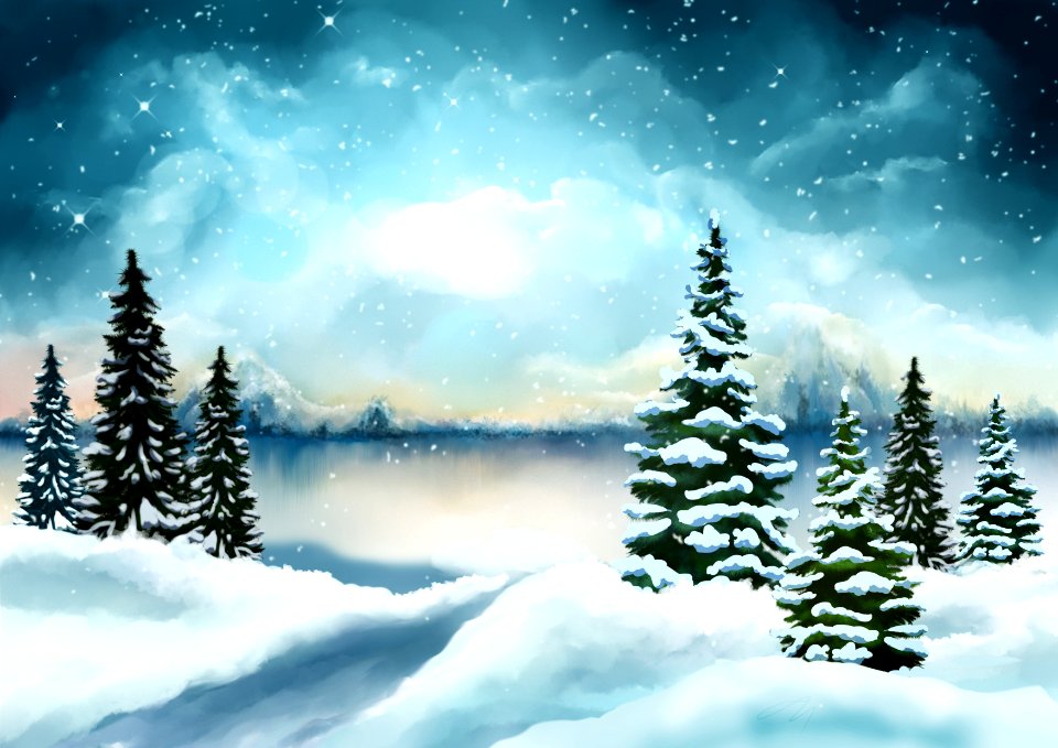 Holiday snow landscape