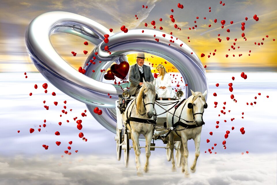 Heart marry bride and groom